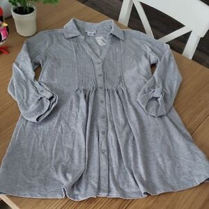 Motherhood Maternity Gray Button-Up Belted Tunic Top. NWT